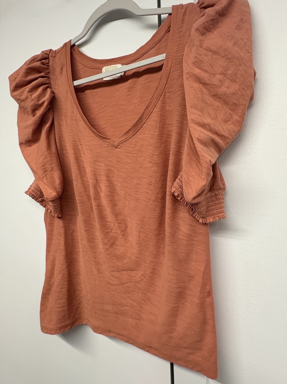 Nation LTD Coral V Neck Puff Sleeve Top